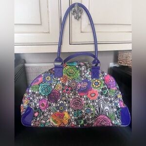 Floral Patterned Women's Bag with Purple Accents speedy style
